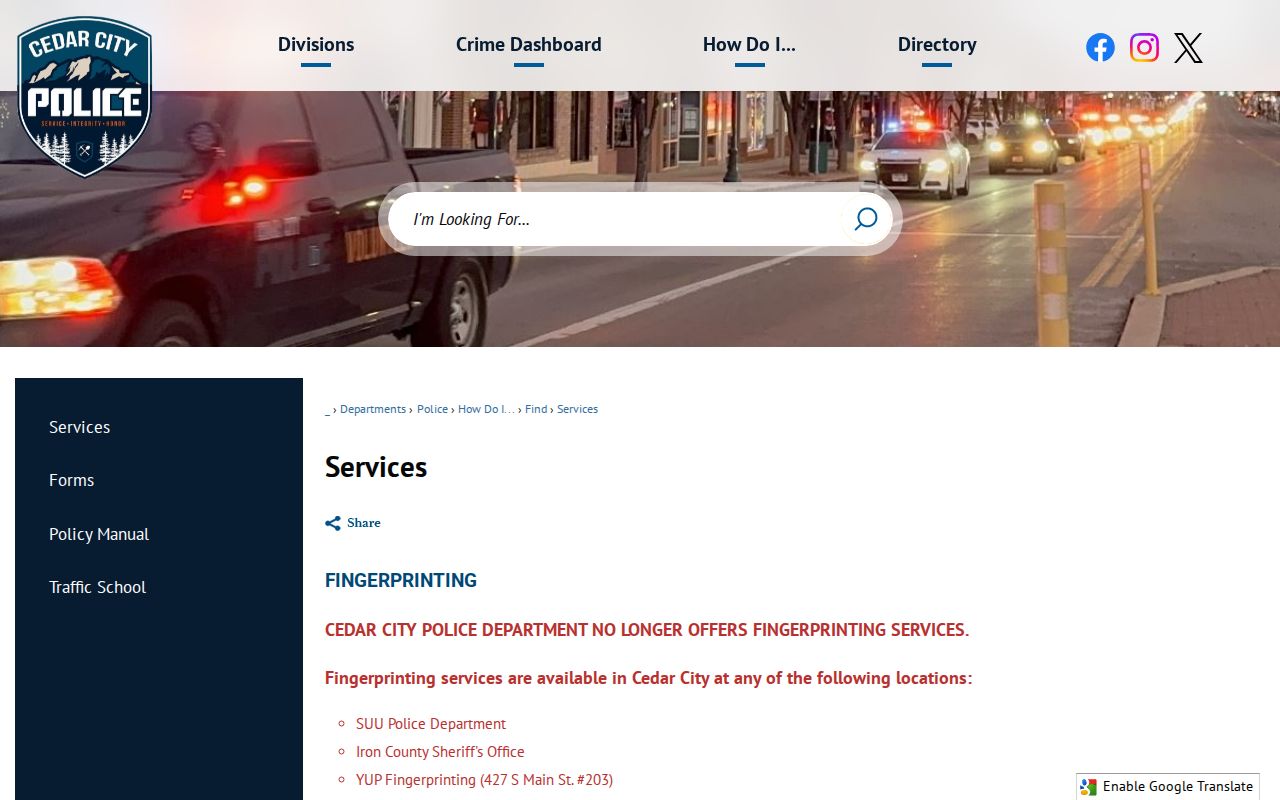 Cedar City warrant records and police GRAMA request instructions