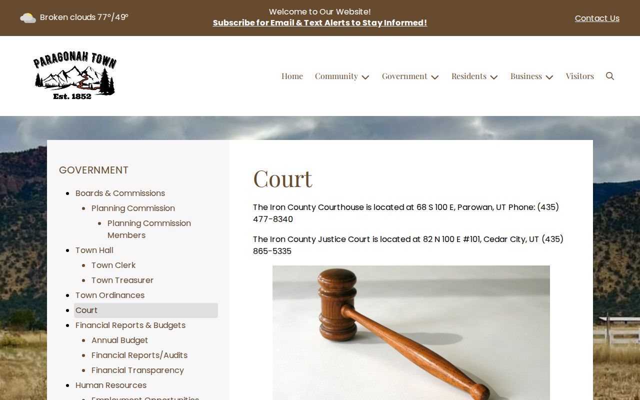 Paragonah warrant records court routing information