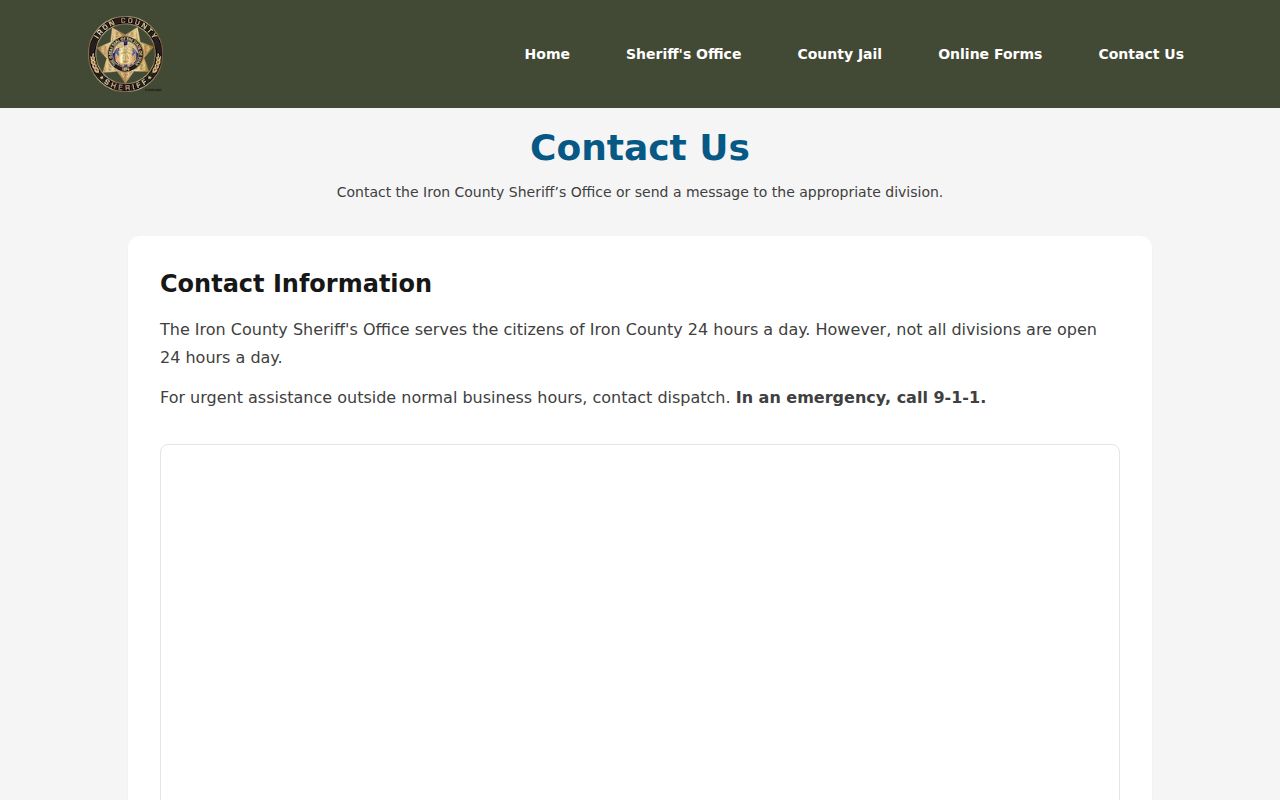 Iron County warrant records and jail contact locations
